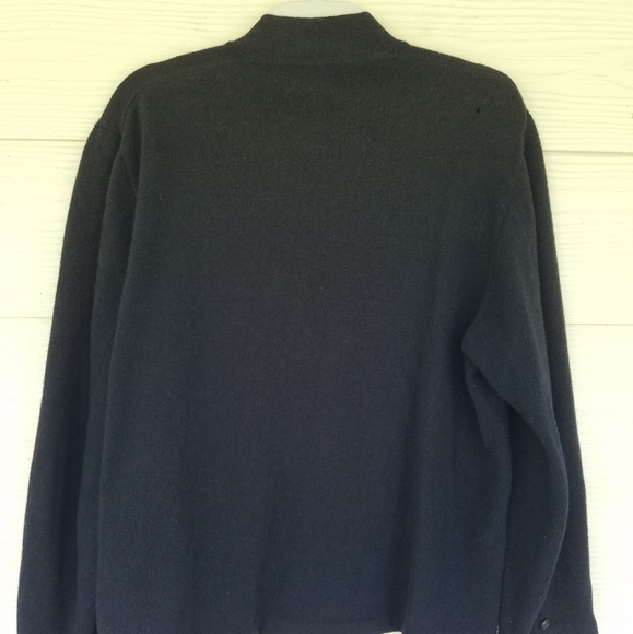 Vintage 60s Virgin Wool Knit Cardigan Navy Dark Grunge Academia Cottagecore - Picture 4 of 8